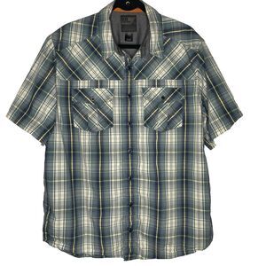 5.11 Tactical Shirt Men's L Green Plaid Snap Front Short Sleeve Chest Pockets